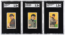 1909-1911 T206 White Border Hall of Famers SGC FAIR 1.5 Graded (3) with Crawford, Jennings & Willis