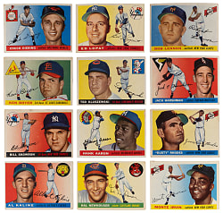 1955 Topps Partial Set (145/204) with Several Stars Including #47 Hank Aaron