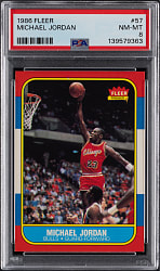 Lot # 8: 1986-1987 Fleer Basketball #57 Michael Jordan Rookie PSA NM-MT 8