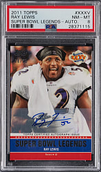 2011 Topps Super Bowl Legends #XXXV Ray Lewis Certified Autograph #/25 PSA NM-MT 8