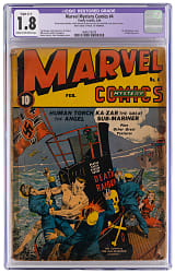 1940 Timely Comics Marvel Mystery Comics #4 First Sub-Mariner Cover - CGC 1.8 Restored Slight (C-1)