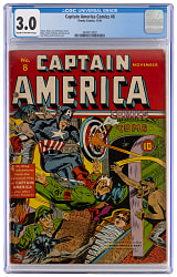1941 Timely Comics Captain America Comics #8 Jack Kirby Cover/Art - CGC 3.0