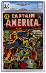 1942 Timely Comics Captain America Comics #12 Stan Lee and Otto Binder story, The Imp Begins - CGC 3.0