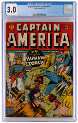 1942 Timely Comics Captain America Comics #21 Cap Battles Satan, President Franklin Roosevelt Appearance - CGC 3.0