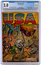 1941 Timely Comics USA Comics #1 First Appearance of Whizzer, Mister Liberty, Rocketman & Jack Frost - CGC 2.0