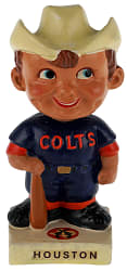 1962-1963 Houston Colt .45s White Base Blue Jersey Variation Bobblehead with Crossed Pistols Texas Decal