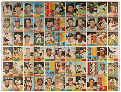 1961 Topps Series 1 Uncut Half Sheet (66 Cards) with Several Hall of Famers Including Ron Santo Rookie Plus Roger Maris