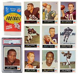 1965 Philadelphia Gum Football Complete Set (198) with PSA EX 5 Jim Brown Plus Wrapper