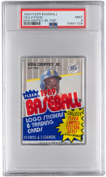 1989 Fleer Unopened Cello Pack with Ken Griffey Jr. Rookie Top PSA MINT 9