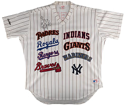 Gaylord Perry Signed & Inscribed Custom Rawlings Jersey with Logos of All Eight Teams Played