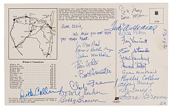 Oversized Cooperstown Postcard Signed by (22) with Ted Williams, Jean Yawkey & Bart Giamatti