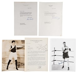 Gene Tunney Collection (6) with (3) Photos & (3) Signed Letters (4 Total Signed Items)