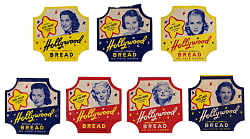 1950s Hollywood Bread Movie Stars Labels (7) Different - Very Rare!