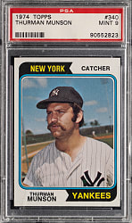 1974 Topps #340 Thurman Munson PSA MINT 9 - Only 6 Graded Higher