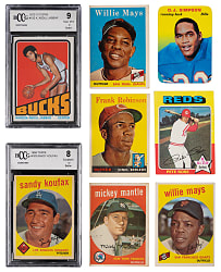 1958-1975 Topps Multi-Sport Legends Collection (8) with Alcindor, Mantle & (2) Mays