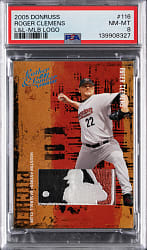 2005 Donruss Leather & Lumber #116 Roger Clemens MLB Logoman Patch #1/1 PSA NM-MT 8