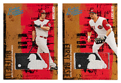 2005 Donruss Leather & Lumber #1 Adam Dunn (#2/5) & #122 Sean Casey (#1/2) MLB Logoman Patch Pair