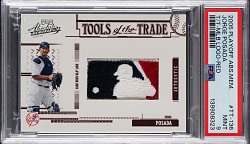 2005 Playoff Absolute Memorabilia #136 Tools of the Trade Jorge Posada MLB Logoman Patch #2/2 PSA MINT 9