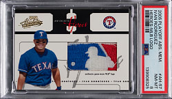 2005 Playoff Absolute Memorabilia Heroes #57 Ivan Rodriguez MLB Logoman Patch #1/2 PSA NM-MT 8