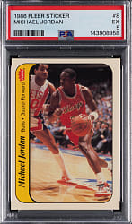 1986-1987 Fleer Basketball #8 Michael Jordan Rookie Sticker PSA EX 5