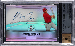 2010 Bowman Platinum Prospects Autograph Mike Trout Rookie Refractor BGS MINT 9 with Auto 9