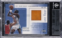 2001-2002 Upper Deck Ovation Basketball #5 Michael Jordan UNC Floor Relic BGS MINT 9