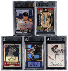 2001-2006 Superstar Certified Autograph BGS Graded Collection (9) with (5) Hall of Famers Including 2004 Studio Cal Ripken Jr. Platinum #/8