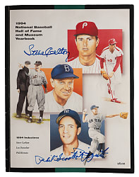 1994 Multi-Signed Hall of Fame Yearbook with (56) Total Signatures Including 1994 Inductees Carlton & Rizzuto, Plus DiMaggio, Aaron, Mays, Koufax