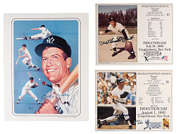 Hall of Famer/Star Signed Flats and Baseball Collection (21) with Mantle Limited Edition Print