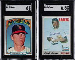 1970 & 1972 Topps Hall of Fame SGC Graded Pair with Hank Aaron & Nolan Ryan