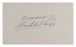 Satchel Paige Signed and Inscribed Index Card - Full JSA LOA
