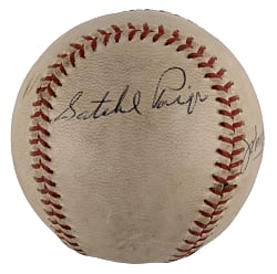 Satchel Paige, Yogi Berra and Casey Stengel Triple-Signed OAL/Cronin Baseball - Full JSA LOA