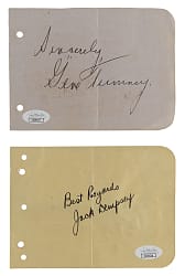 Jack Dempsey & Gene Tunney Signed Album Page Pair - Both JSA