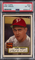 1952 Topps #352 Karl Drews High Number PSA EX-MT 6