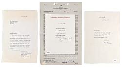 Hollywood Actors/Actresses Signed Letters & Contracts Group (4) with Hepburn, Moorehead, Durante & Caesar
