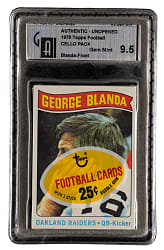 1975 Topps Football Unopened Cello Pack with George Blanda (Top) GAI GEM MINT 9.5