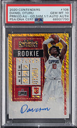 2020-2021 Panini Contenders Basketball #108 Daniel Oturu Rookie Premium Edition Autograph Gold Shimmer One of One PSA GEM MINT 10