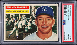 1956 Topps #135 Mickey Mantle Gray Back PSA EX-MT 6 - Gorgeous!