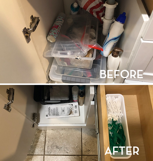 KonMari Bathroom Drawer Before & After - The Wellnest by HUM Nutrition