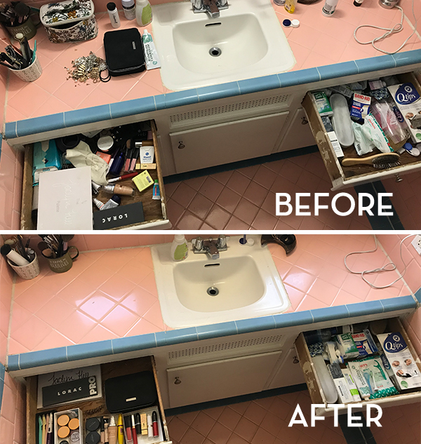 KonMari Bathroom Before & After - The Wellnest by HUM Nutrition