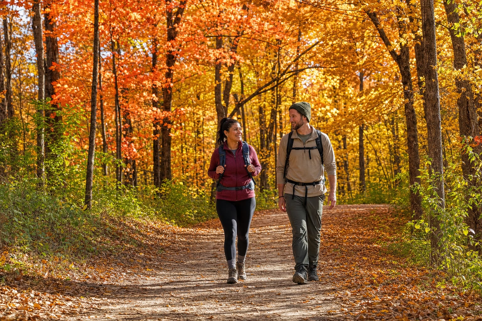 the trail to Minnehaha falls to see the fall colors