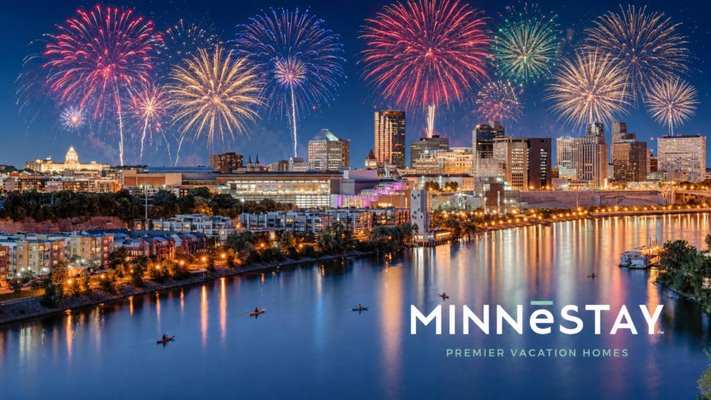 Fireworks over downtown Minneapolis celebrating America's 250th Birthday