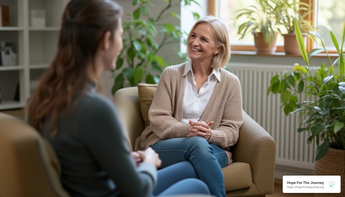 Two women in a heartfelt conversation