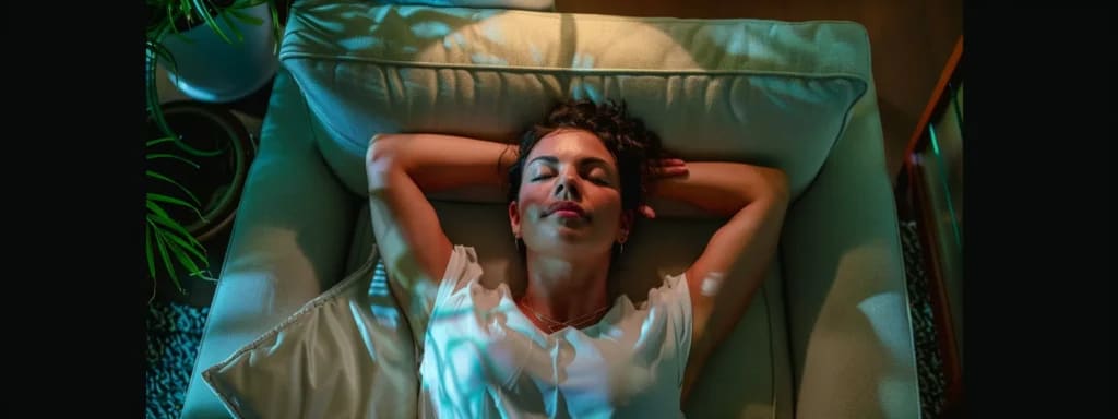 A woman relaxing in soft ambient light