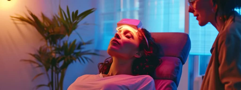 A person relaxing under soft, soothing lights
