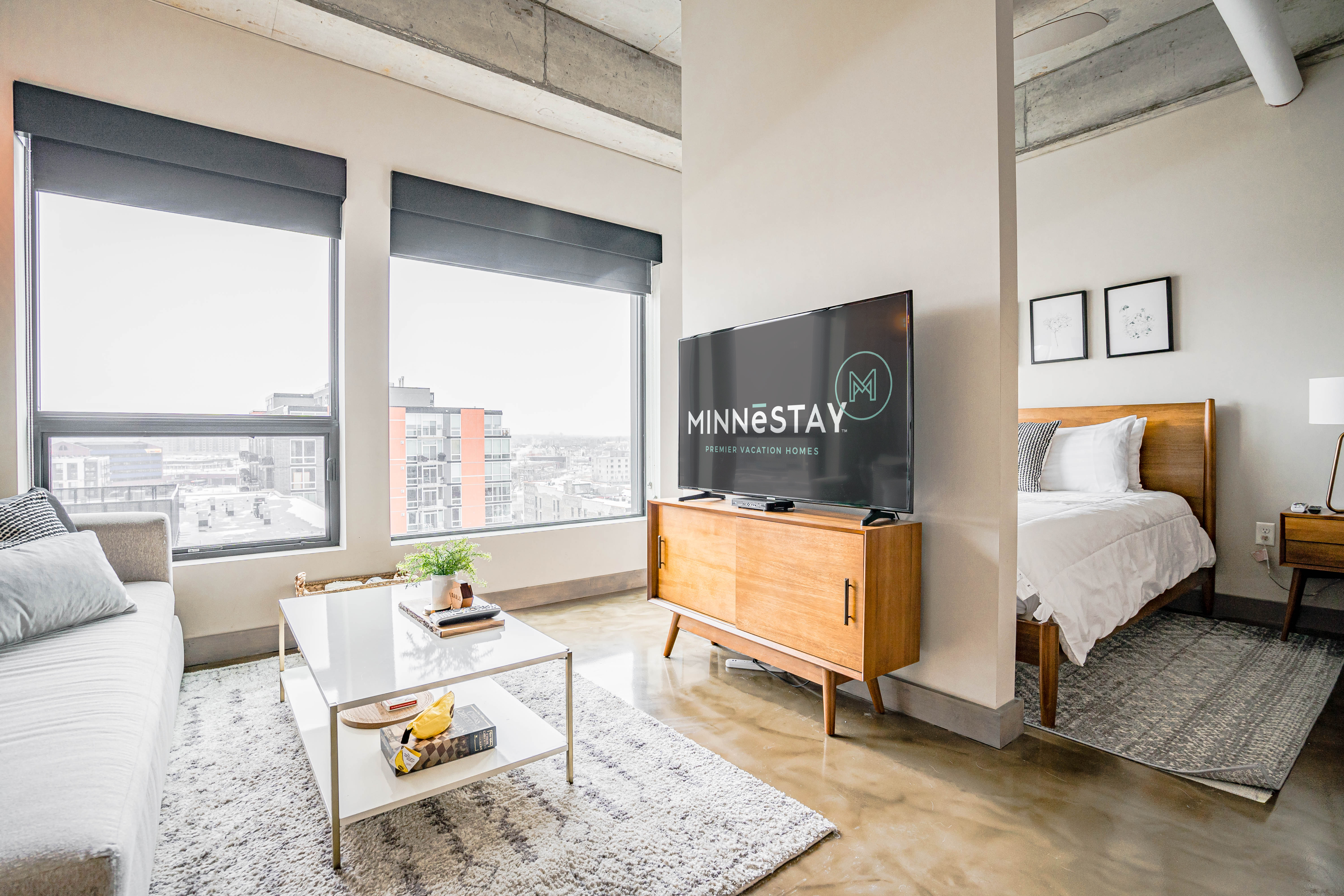 Stylish urban living space with beautiful views and modern decor.
