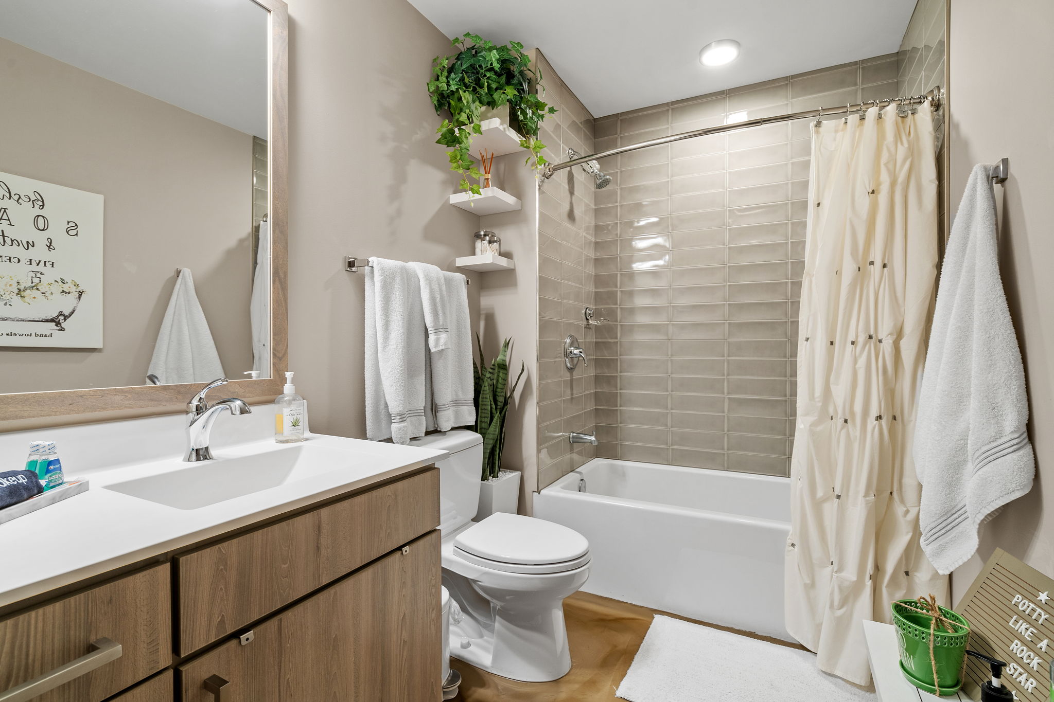 A modern bathroom featuring sleek design and minimalist decor.