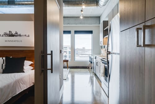 Modern urban studio apartment with a view.
