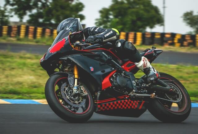 Red motorcycle on a racing track