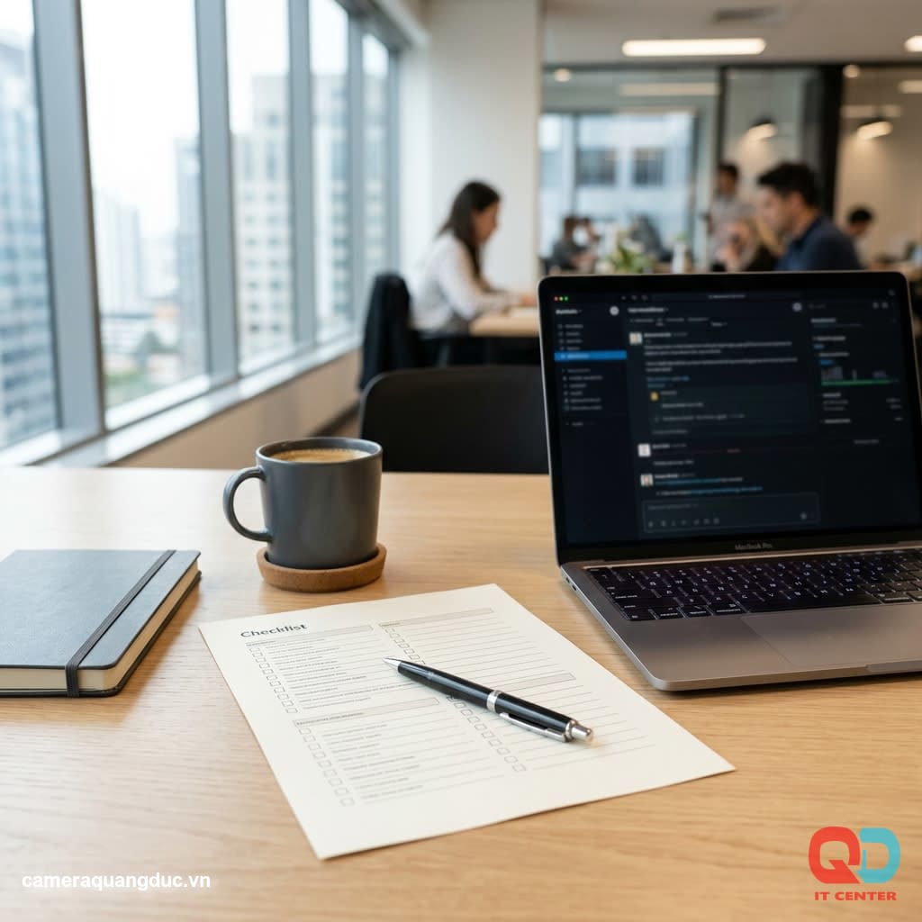Checklist for purchasing a large quantity of office laptops for your desk.